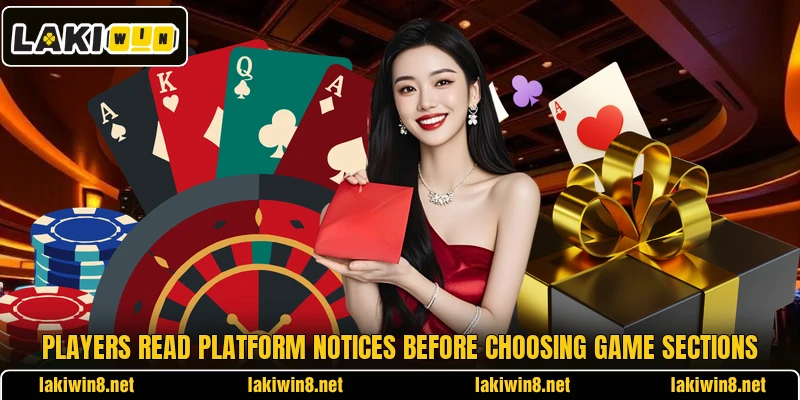 Players read platform notices before choosing game sections Players read platform notices before choosing game sections