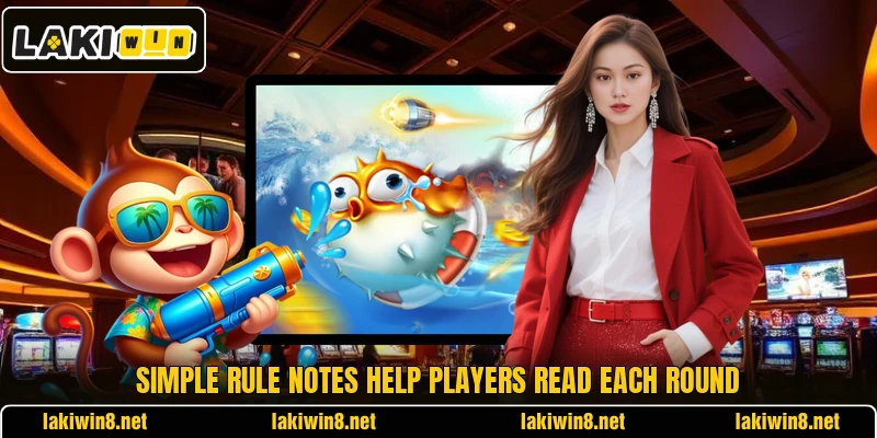 Simple rule notes help players read each round Simple rule notes help players read each round